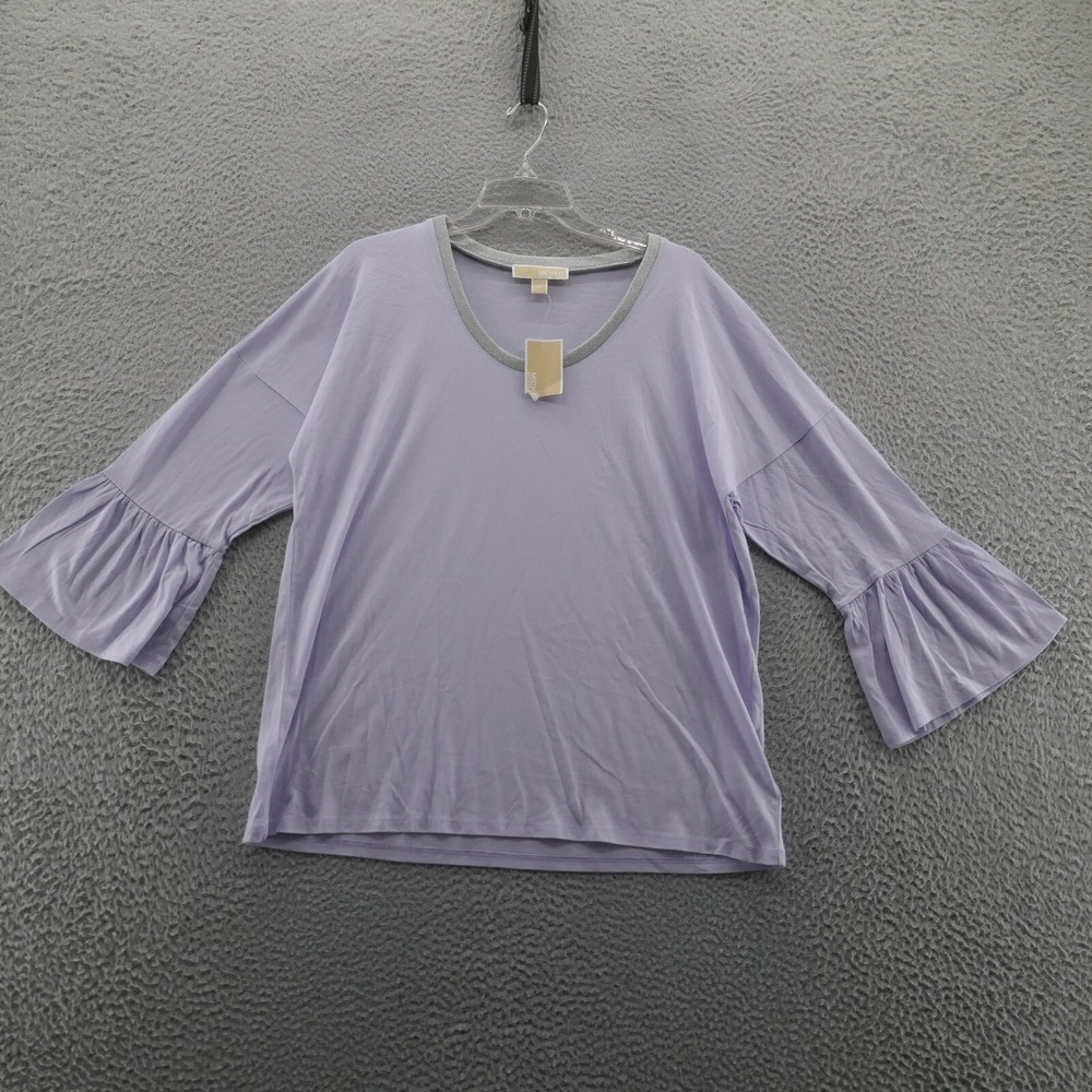 NWT Michael Kors Tunic Top Size XL Light Quartz Purple Ruffle Sleeve Womens
